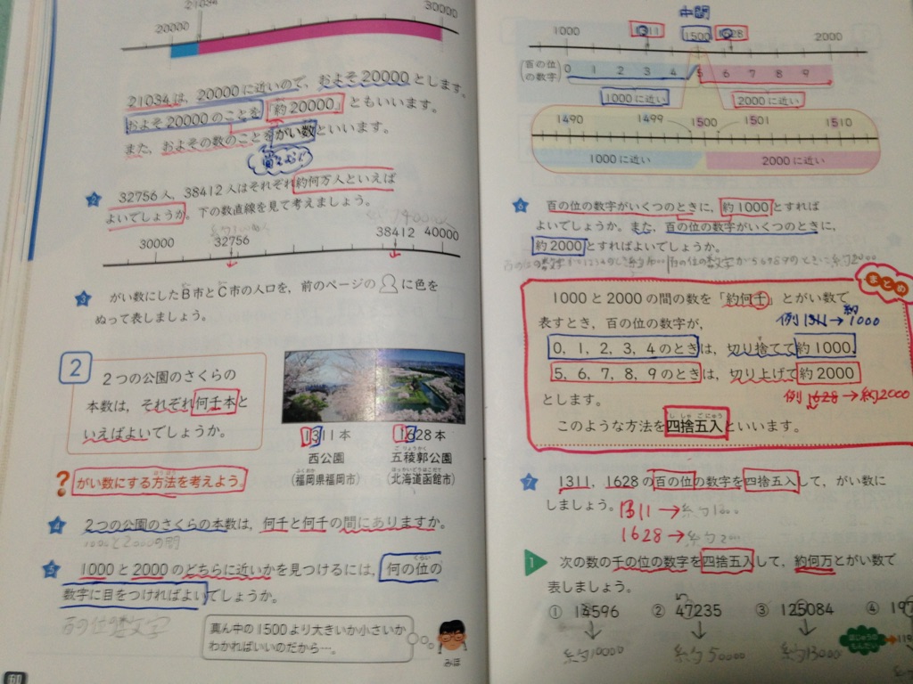 家庭学習 長男小４ 概数 予習 追記あり ヘタレですが ２人の男の子育児中